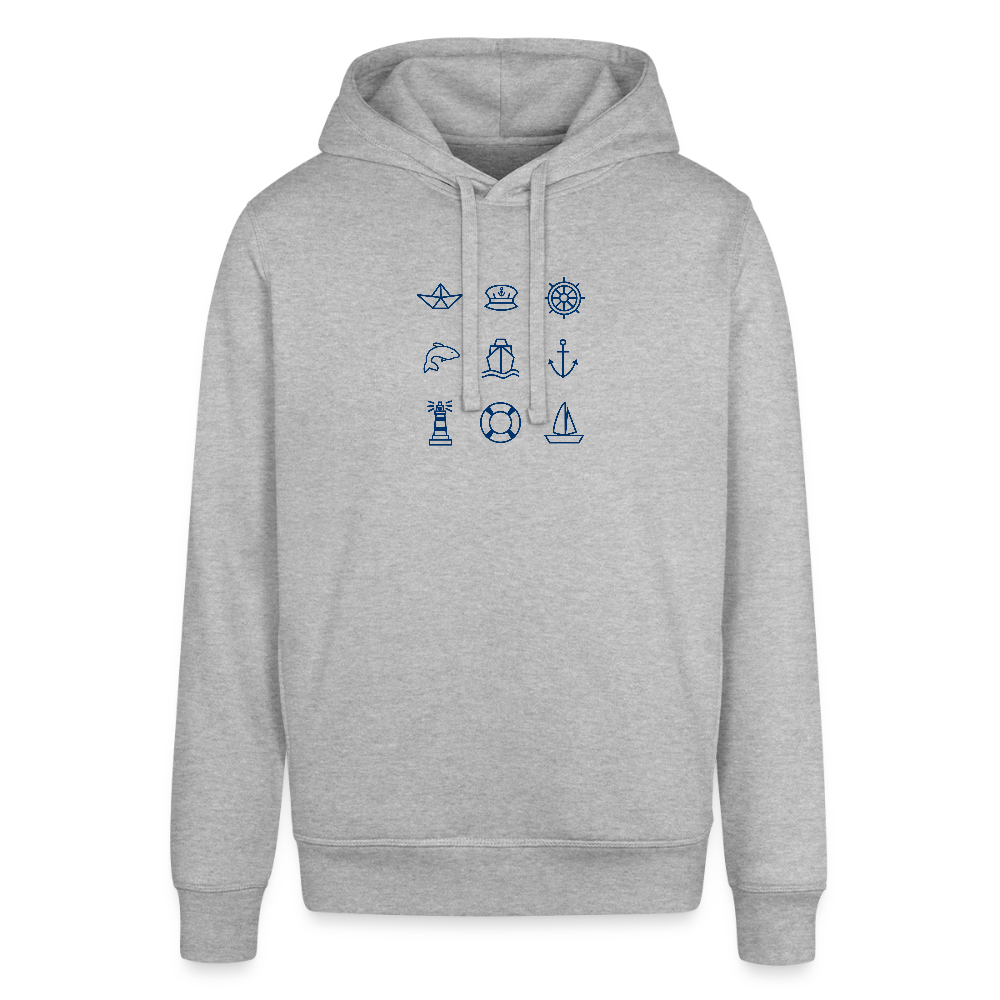 Unisex Bio-Hoodie - Nautik Doodles - Grau meliert