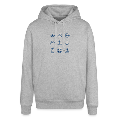 Unisex Bio-Hoodie - Nautik Doodles - Grau meliert