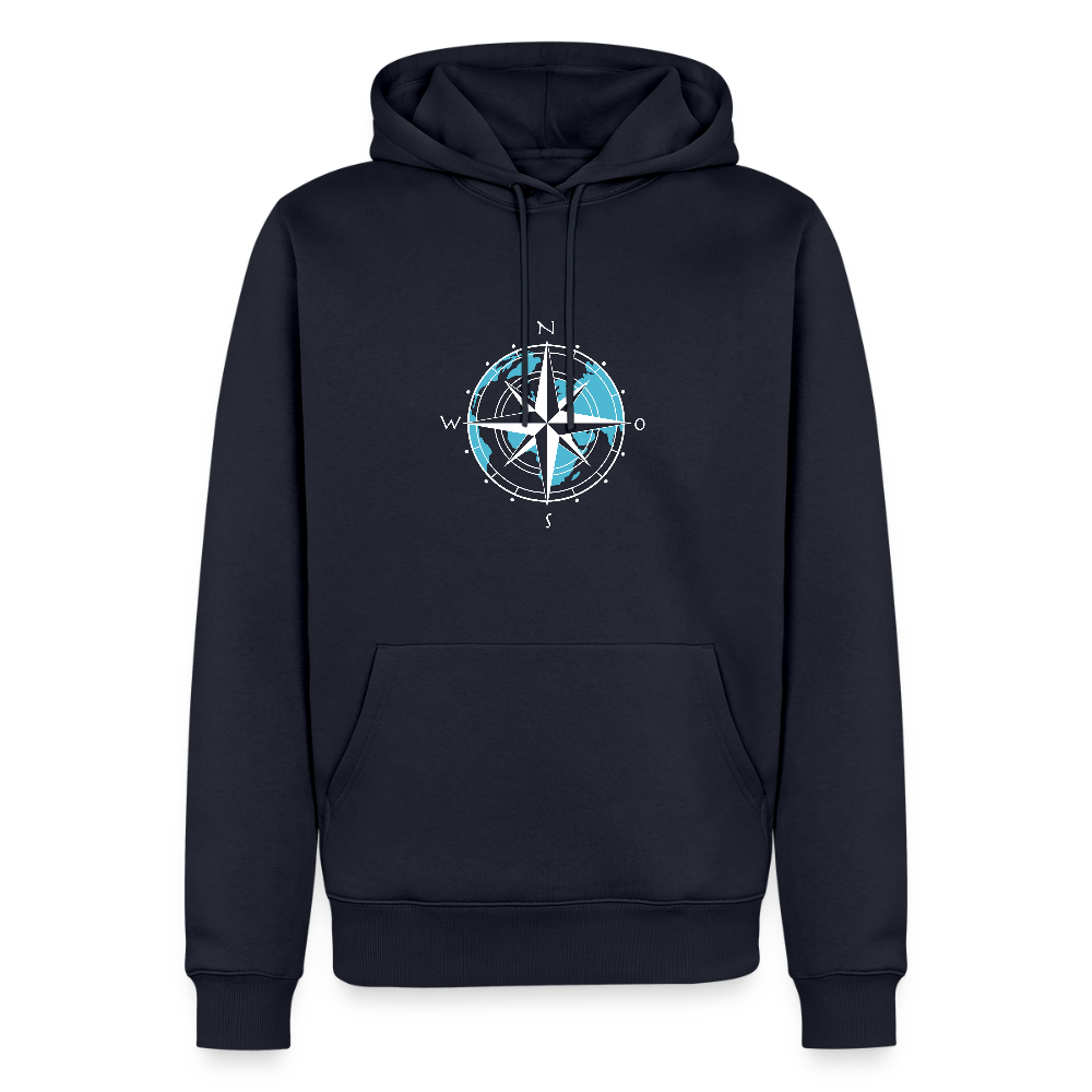 Herren Premium Hoodie - Kompass (weiss) - Navy