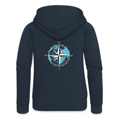 Frauen Premium Kapuzenjacke - Kompass (weiss) - Navy