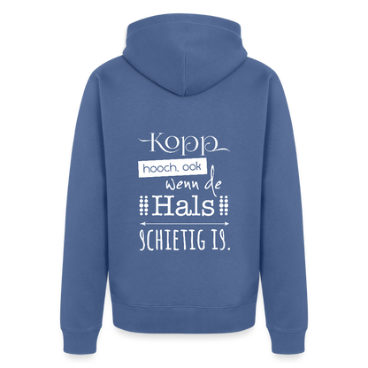 Herren Premium Kapuzenjacke  - Kopp hooch (weiss) - Taubenblau
