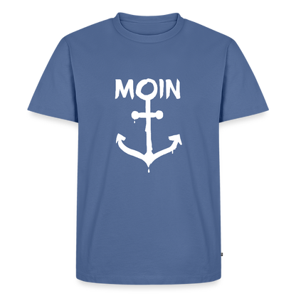 Herren Premium Bio T-Shirt - Moin Anker (weiss) - Taubenblau