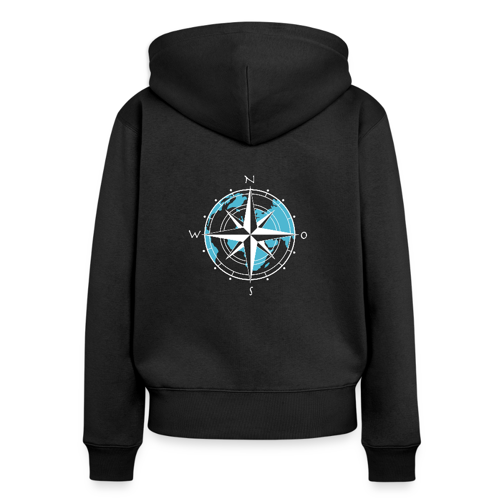 Damen Premium Kapuzenjacke - Kompass (weiss) - Schwarz