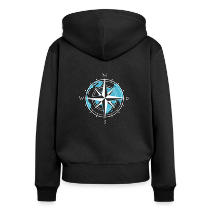 Damen Premium Kapuzenjacke - Kompass (weiss) - Schwarz