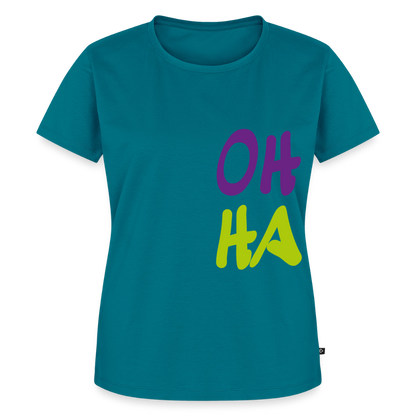 Damen Premium Bio T-Shirt - Oh ha - Petrol