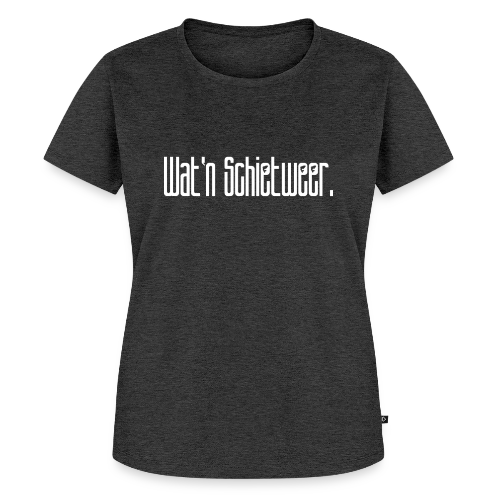 Damen Premium Bio T-Shirt - wat'n Schietweer (weiss) - Anthrazit meliert