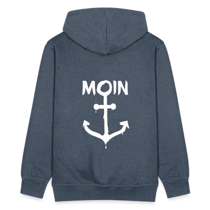 Herren Premium Kapuzenjacke - Moin Anker (weiss) - Jeansblau