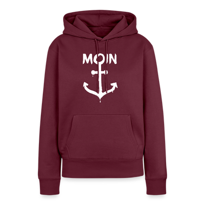 Damen Premium Hoodie - Moin Anker (weiss) - Burgunderrot