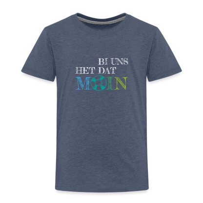 Kinder Premium T-Shirt - Bi uns het dat Moin (weiss) - Blau meliert