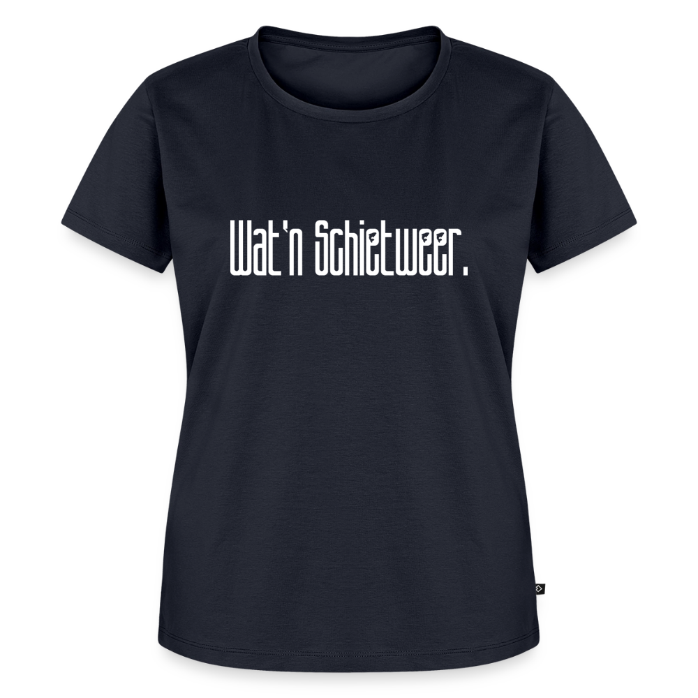Damen Premium Bio T-Shirt - wat'n Schietweer (weiss) - Navy