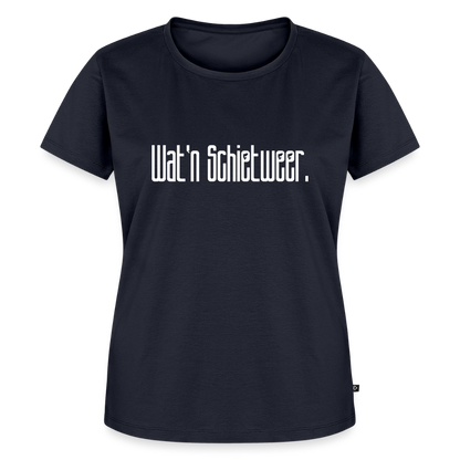 Damen Premium Bio T-Shirt - wat'n Schietweer (weiss) - Navy