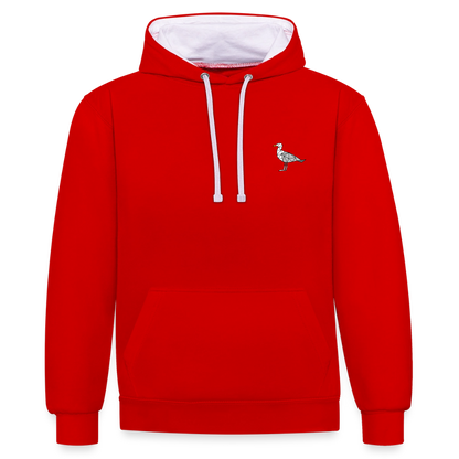 Möwe - Unisex Kontrast-Hoodie - Rot/Weiß