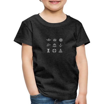 Kinder Premium T-Shirt - Nautik Doodles (weiss) - Anthrazit