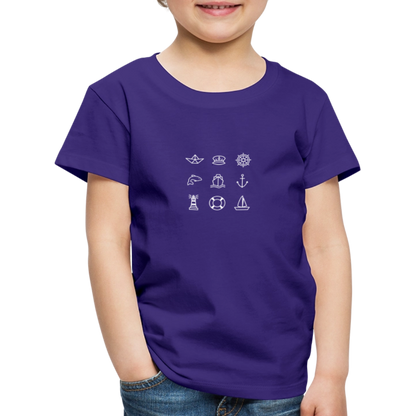 Kinder Premium T-Shirt - Nautik Doodles (weiss) - Lila