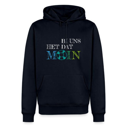 Herren Premium Hoodie- Bi uns het dat Moin (weiss) - Navy