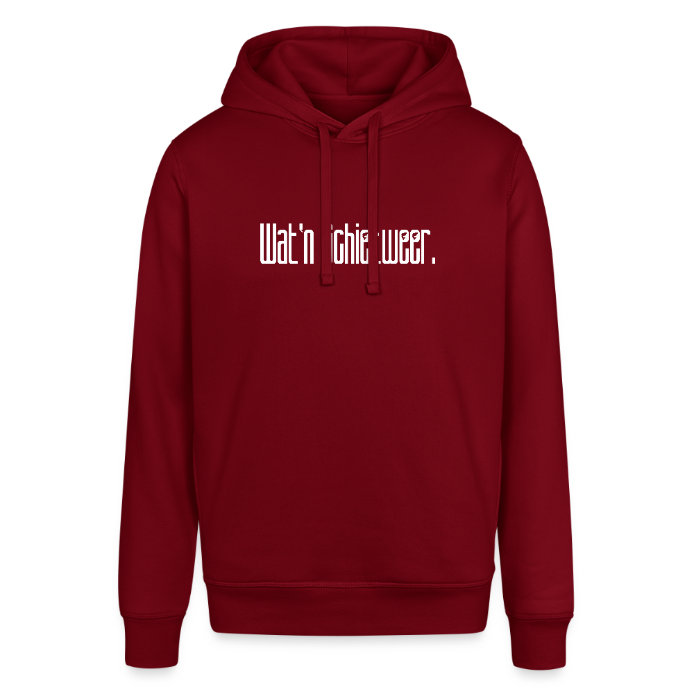 Unisex Bio-Hoodie - wat'n Schietweer (weiss) - Burgunderrot