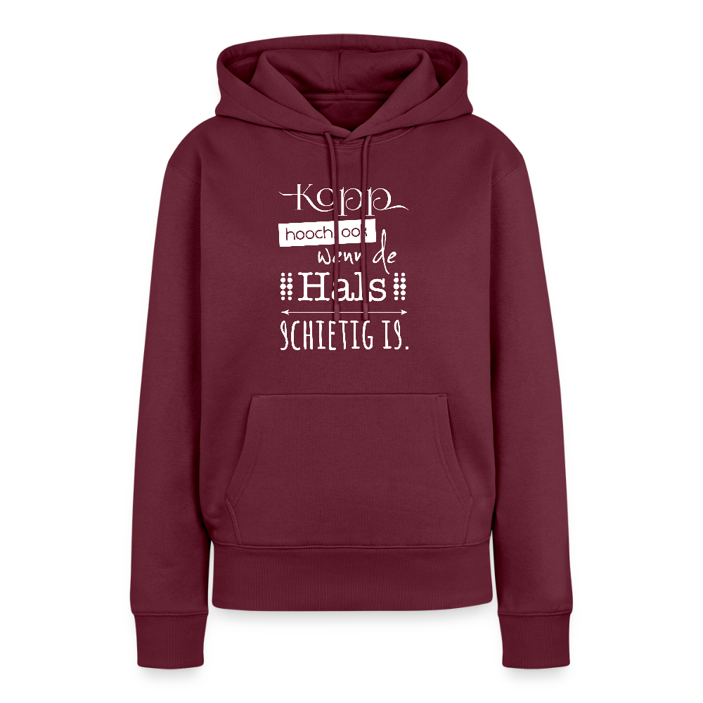 Damen Premium Hoodie - Kopp hooch (weiss) - Burgunderrot