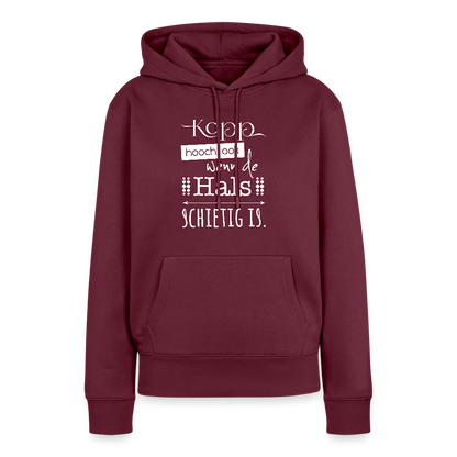 Damen Premium Hoodie - Kopp hooch (weiss) - Burgunderrot
