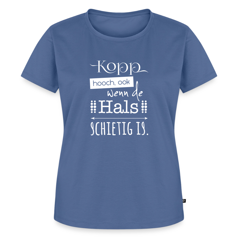 Damen Premium Bio T-Shirt - Kopp hooch (weiss) - Taubenblau