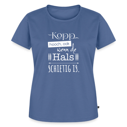 Damen Premium Bio T-Shirt - Kopp hooch (weiss) - Taubenblau