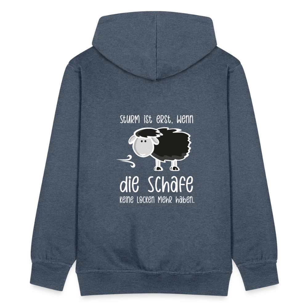 Herren Premium Kapuzenjacke - Schaf (weiss) - Jeansblau
