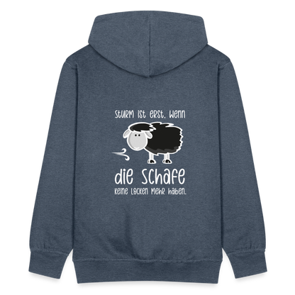 Herren Premium Kapuzenjacke - Schaf (weiss) - Jeansblau