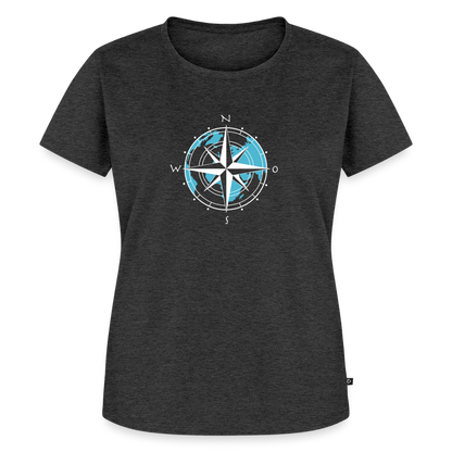Damen Premium Bio T-Shirt - Kompass (weiss) - Anthrazit meliert