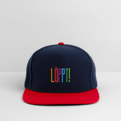 Snapback Cap - Löppt! - Navy/Rot