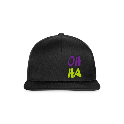 Snapback Cap - Oh ha - Schwarz/Schwarz