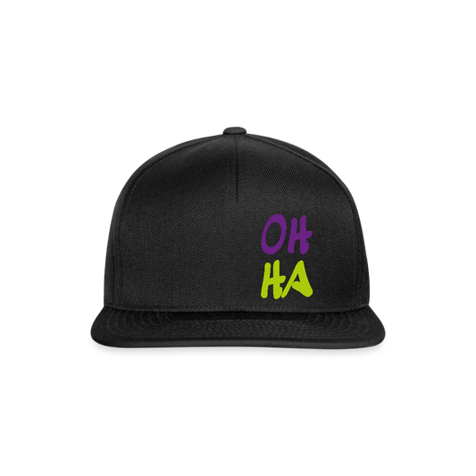 Snapback Cap - Oh ha - Schwarz/Schwarz