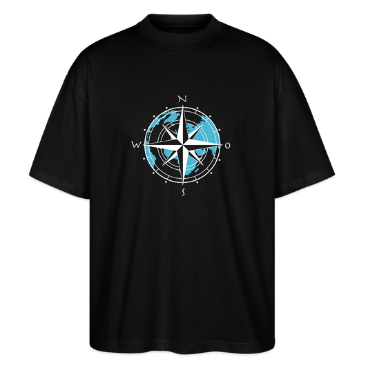 Unisex Oversize Bio-T-Shirt - Kompass (weiss) - Schwarz