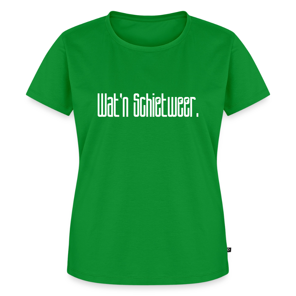 Damen Premium Bio T-Shirt - wat'n Schietweer (weiss) - Grün