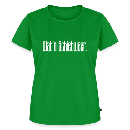 Damen Premium Bio T-Shirt - wat'n Schietweer (weiss) - Grün
