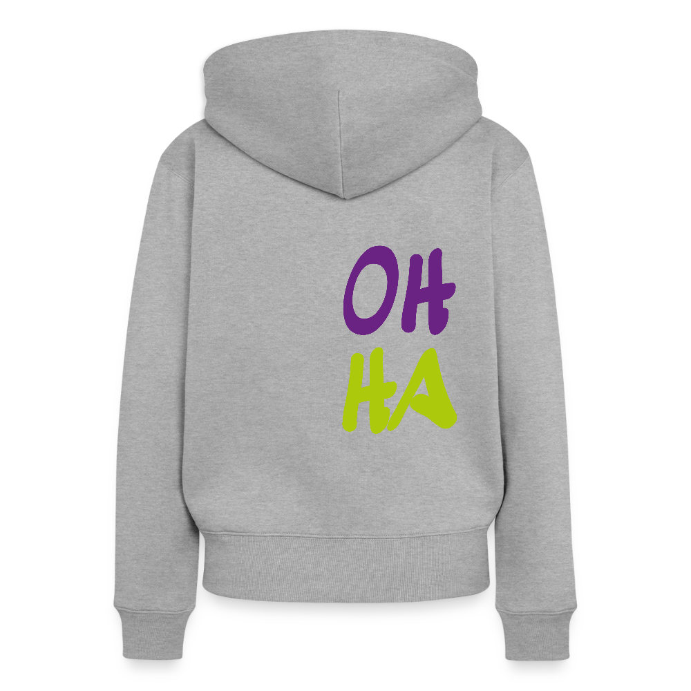 Damen Premium Kapuzenjacke - Oh ha - Grau meliert