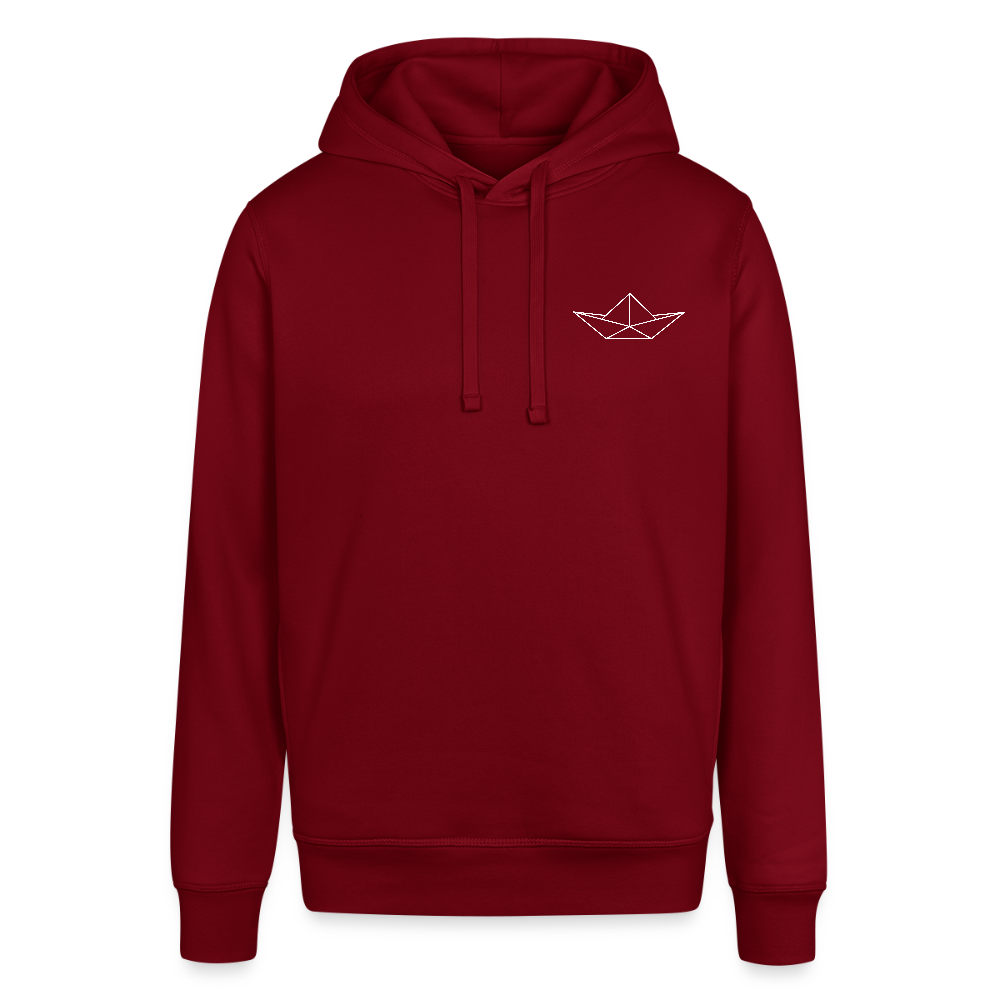 Unisex Bio-Hoodie - Origami Boot (weiss) - Burgunderrot