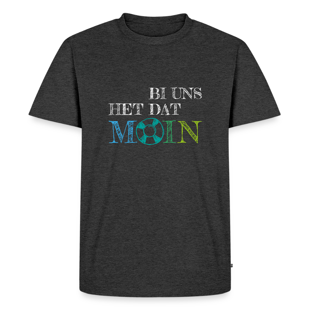 Herren Premium Bio T-Shirt - Bi uns het dat Moin (weiss) - Anthrazit meliert