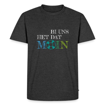 Herren Premium Bio T-Shirt - Bi uns het dat Moin (weiss) - Anthrazit meliert