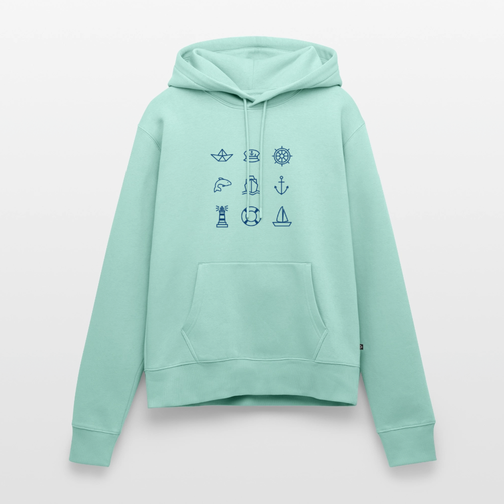 Damen Premium Hoodie - Nautik Doodles - Mint 