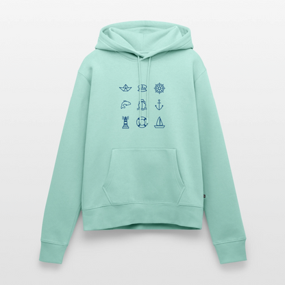 Damen Premium Hoodie - Nautik Doodles - Mint 