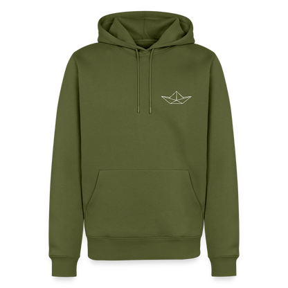 Herren Premium Hoodie - Origami Boot (weiss) - Khaki