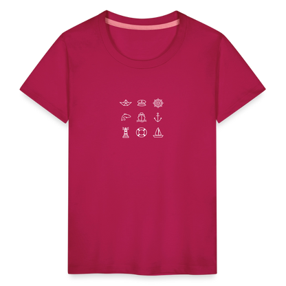 Kinder Premium T-Shirt - Nautik Doodles (weiss) - dunkles Pink