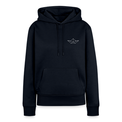 Damen Premium Hoodie - Origami Boot (weiss) - Navy