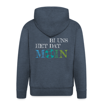 Herren Premium Kapuzenjacke - Bi uns het dat Moin (weiss) - Jeansblau