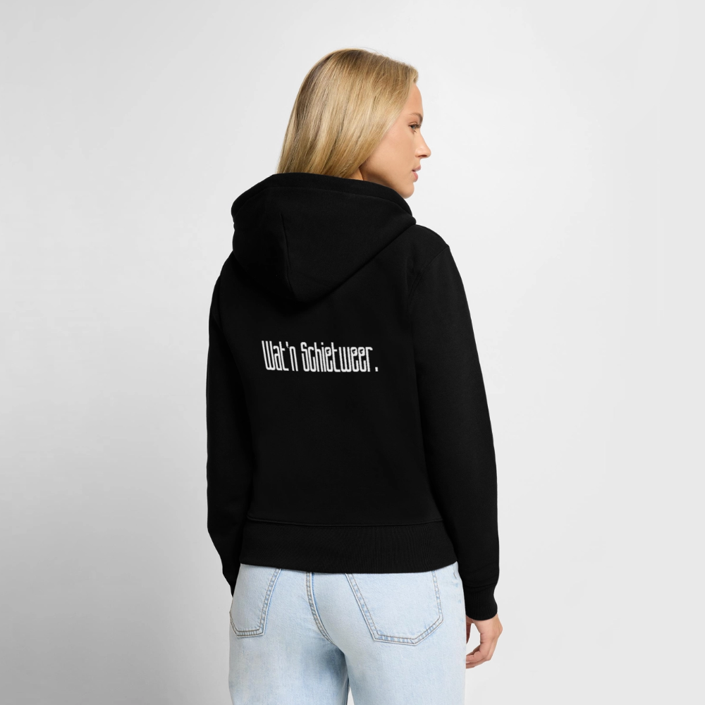 Damen Premium Kapuzenjacke - wat'n Schietweer (weiss) - Schwarz