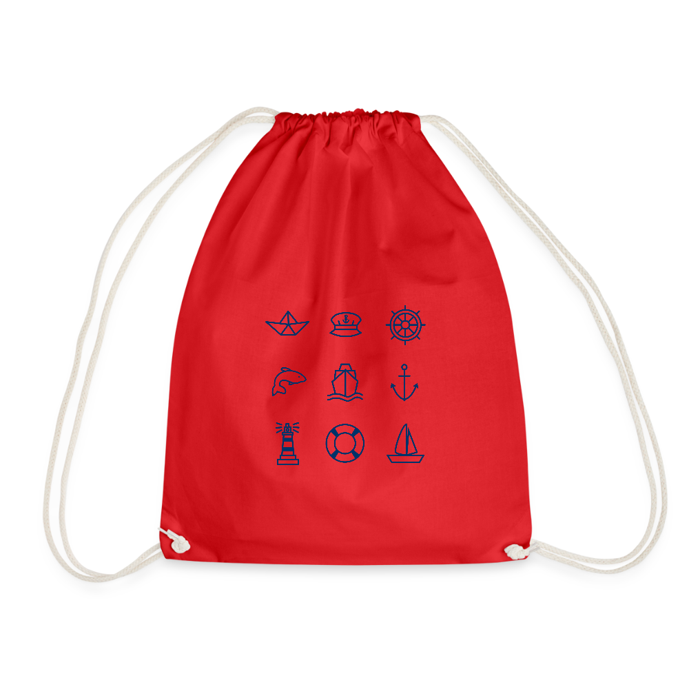 Turnbeutel - Nautik Doodles - Rot
