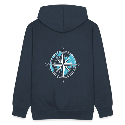 Herren Premium Kapuzenjacke - Kompass (weiss) - Navy