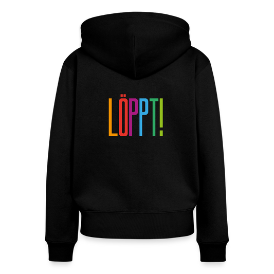 Frauen Premium Kapuzenjacke - Löppt! - Schwarz