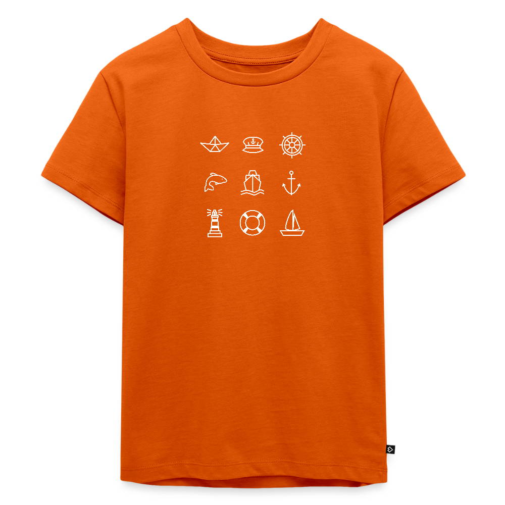 Kinder Premium T-Shirt - Nautik Doodles (weiss) - Orange 
