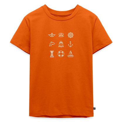 Kinder Premium T-Shirt - Nautik Doodles (weiss) - Orange 