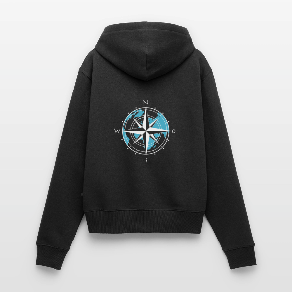 Damen Premium Kapuzenjacke - Kompass (weiss) - Schwarz